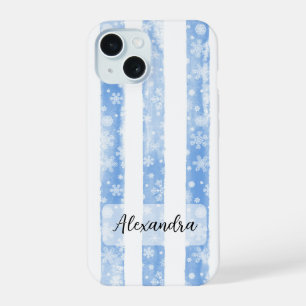 Bandas de Aquarela Azul com Flocos de Neve Brancos