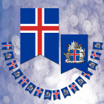 Bandas de bandeira islandesa, Emblem, partido da I<br><div class="desc">Bandeiras de Bunting / Partido: Islândia & Islandês Flag e Casaco de Armas misturam-se - amem o meu país,  bandeiras para o vosso pátio,  dia nacional,  festa,  casamentos e celebrações desportivas</div>