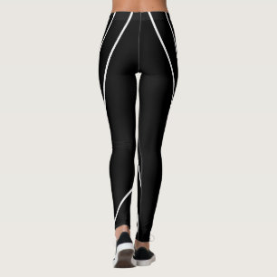 Bandas Diagonais em Leggings Pretas e Brancas