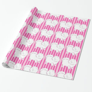 Bandas rosa quentes de papel de embrulho de presen