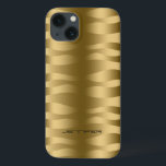 Bandas-zebra Douradas Metálicas Monogramas<br><div class="desc">Dourado padrão metálico de faixas de zebra onduladas. Monograma personalizado e opcional.</div>