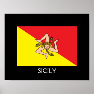 Bandeira 14" de Sicília x 11", papel de poster do
