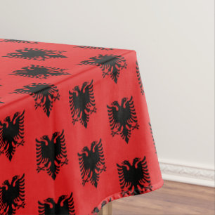 Bandeira albanesa e toalha de mesa de jantar da Al