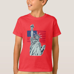 Bandeira Americana com Camiseta Lady Liberty