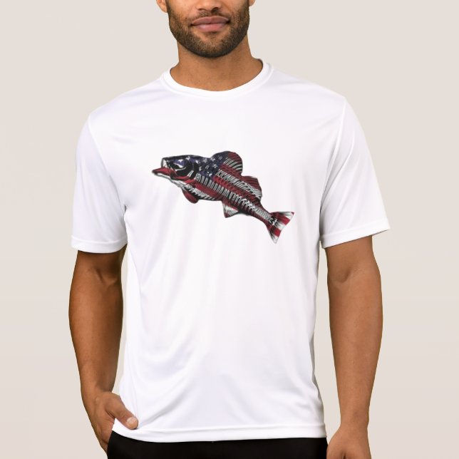 Bandeira americana com 🎣 T-Shirt (Frente)