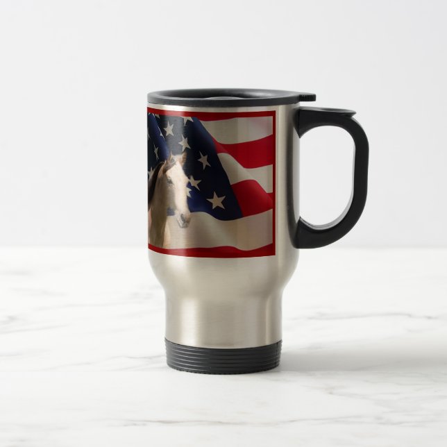 Bandeira americana da caneca de viagem do cavalo (Direita)