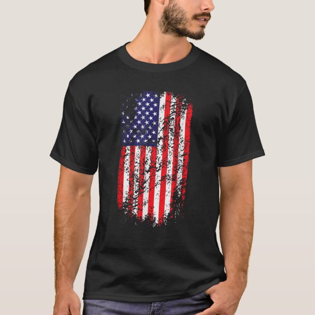Bandeira Americana Distorcida T Camisa Desbotada B (Frente)