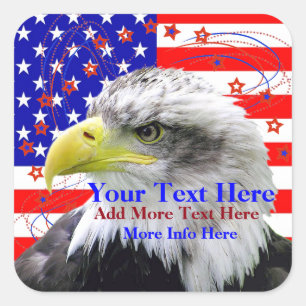 Bandeira americana e etiquetas de Eagle