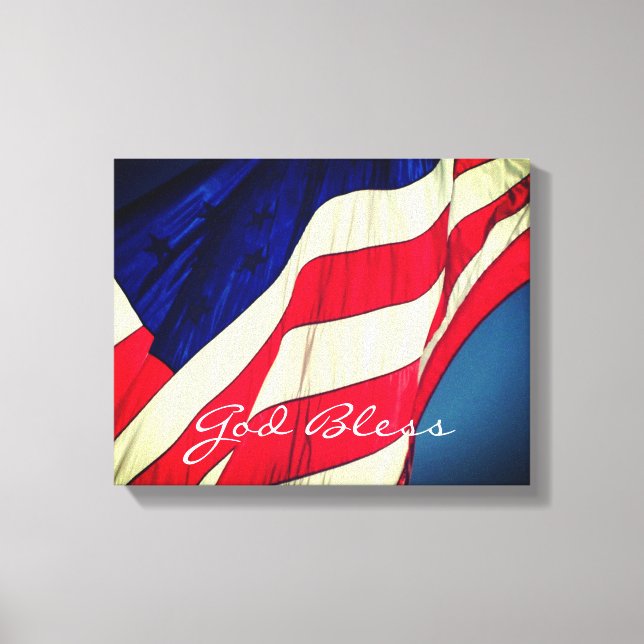 Bandeira Americana - Impressão de Canvas Deus aben (Frente)