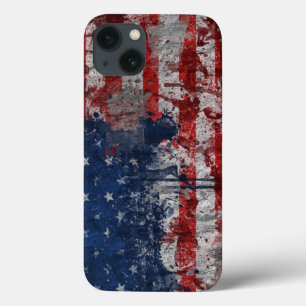 Bandeira americana pintada na parede do Grunge