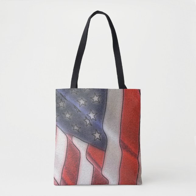Bandeira Americana Por Toda a Bag de Tote Impressã (Frente)