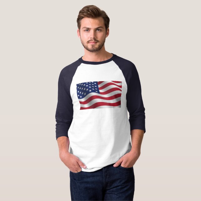 Bandeira americana raglan trusaca T-Shirt (Frente Completa)