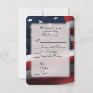 Bandeira americana RSVP com escolhas da entrada