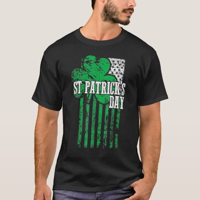 Bandeira Americana Saint Patricks Dia T Camisa Par (Frente)
