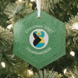 Bandeira Bahamiana loira Angel Nome de Natal Ano