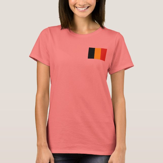 Bandeira Bélgica + Mapa T-Shirt (Frente)