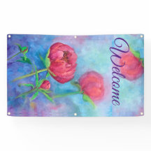 Bandeira "Bem-vindo" de Alaskan Peonies 