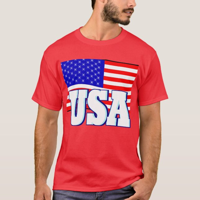 Bandeira branca do t-shirt vermelho dos homens (Frente)