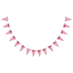 Bandeira cor-de-rosa do aniversário das bolinhas
