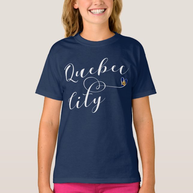 Bandeira Da Cidade De Quebec Na Camisa Cardíaca (Frente)