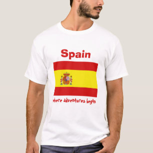 Bandeira da espanha + Mapa + T-shirt do texto