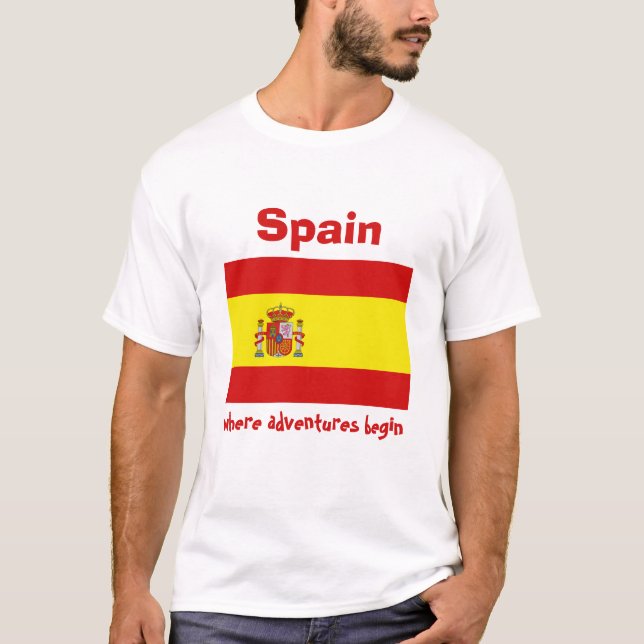 Bandeira da espanha + Mapa + T-shirt do texto (Frente)