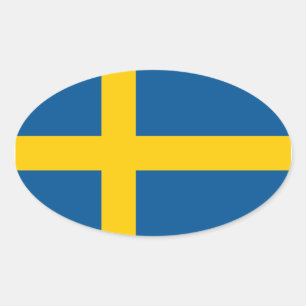 Bandeira da etiqueta da suecia (oval)
