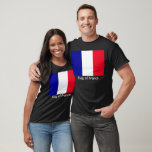 Bandeira da França Unisex Basic Dark T-Shirt<br><div class="desc">Bandeira da França Unisex Basic Dark T-Shirt nesta camisa masculina. Personalize-o com a camisa de uma mulher ou de uma criança. A bandeira da França e as cores do azul branco e vermelho. P</div>