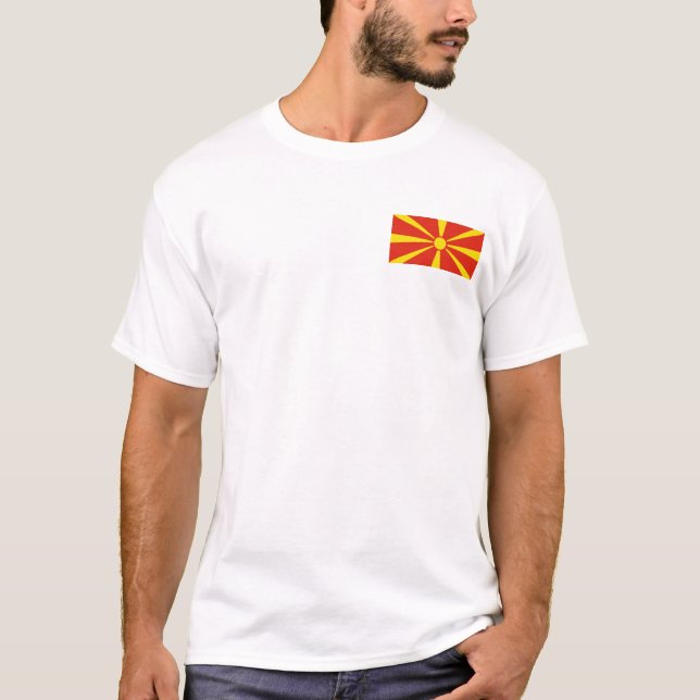 Bandeira da Macedônia do Norte e Mapa de Camiseta (Frente)