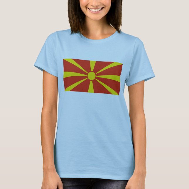 Bandeira da Macedônia do Norte x Mapa T-Shirt (Frente)
