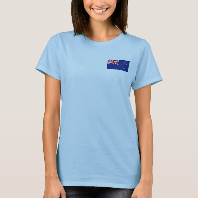 Bandeira da Nova Zelândia e map dk T-shirt (Frente)