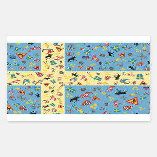 Bandeira da Suecia com adesivo de ícones de cultur