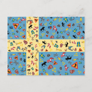 Bandeira da suecia com o cartão dos ícones da