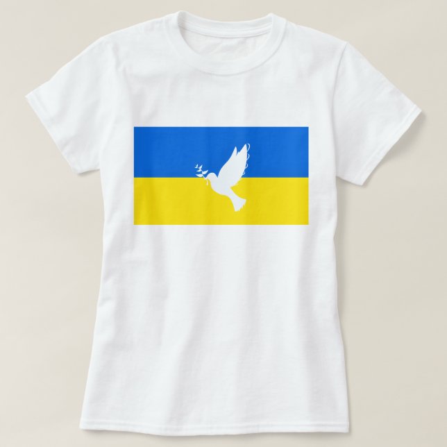 Bandeira da Ucrânia apoia T-Shirt Peace Dove Freed (Frente do Design)