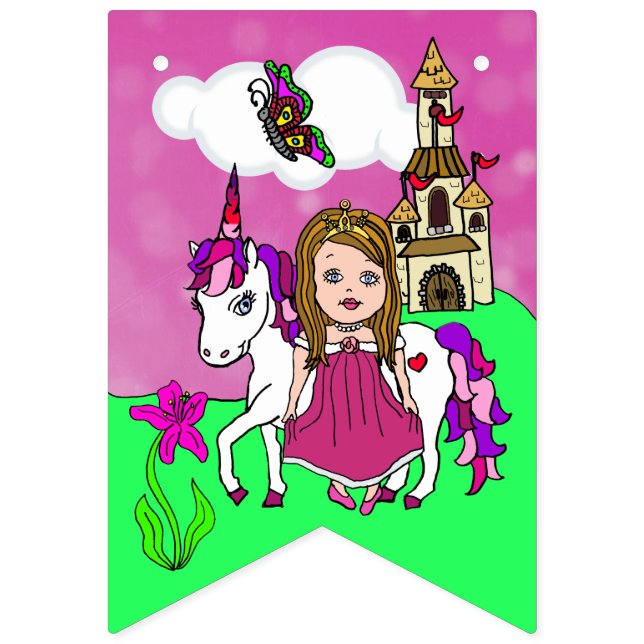 Bandeira de Aniversário de Meninas da Fada Magenta (Primeira Bandeira)