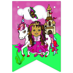 Bandeira de Aniversário de Meninas Fadas Magenta B