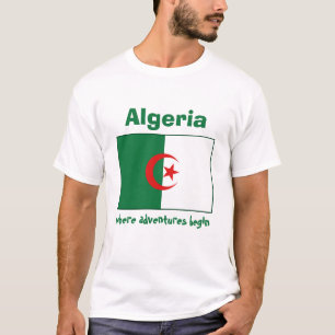 Bandeira de Argélia + Mapa + T-shirt do texto