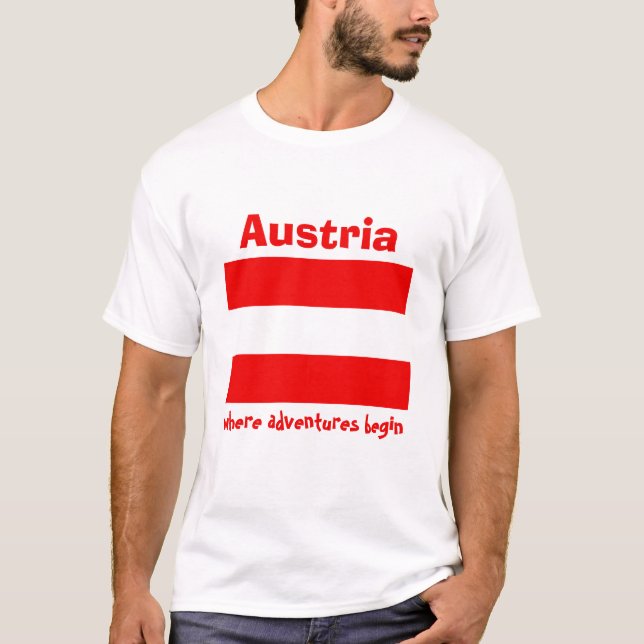 Bandeira de Áustria + Mapa + T-shirt do texto (Frente)