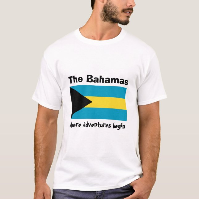 Bandeira de Bahamas + Mapa + T-shirt do texto (Frente)