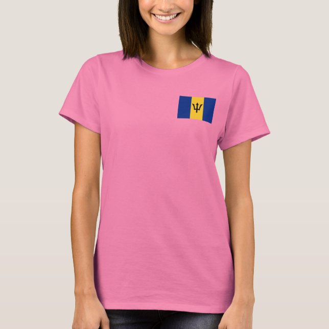 Bandeira de Barbados e T-Shirt Map Dk (Frente)