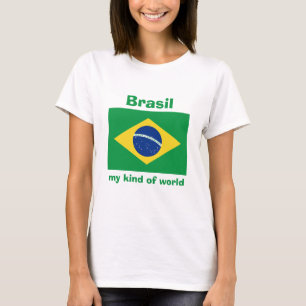 Bandeira de Brasil + Mapa + T-shirt do texto