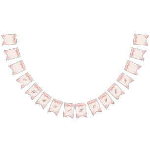 Bandeira de Bunting Coquette Menina, Arco Rosa Flo