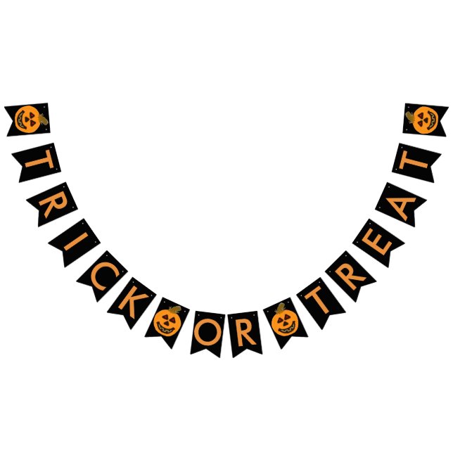 Bandeira de Bunting de Abóbora de Halloween 'Trick (Todos)