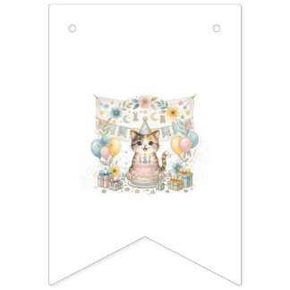 Bandeira de Bunting de Primeiro Aniversário de Gat