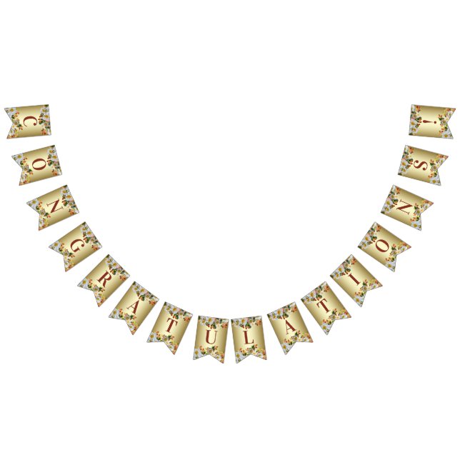 Bandeira de Bunting de Rosas Brancas Florais Doura (Todos)