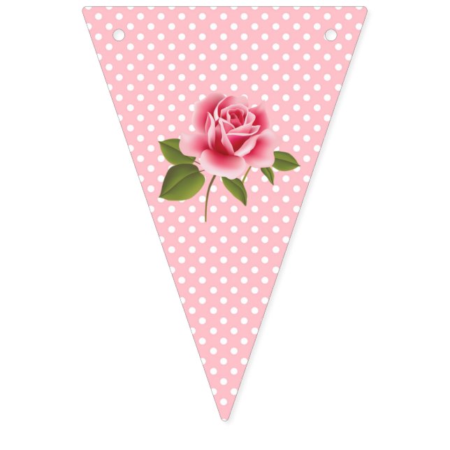 Bandeira de Bunting Floral de Azul-Chique Rosa (Décima Bandeira)