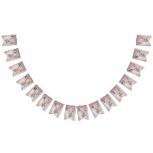 Bandeira de Bunting Floral Rosa Decorativa
