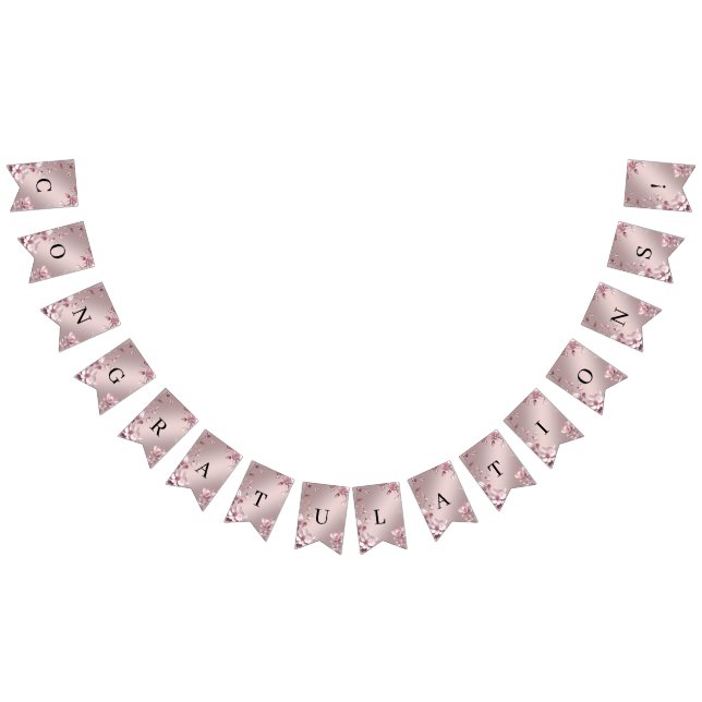 Bandeira de Bunting Floral Rosa Delicada (Todos)