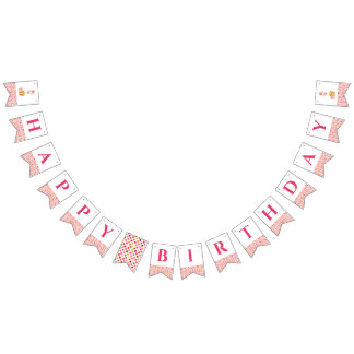 Bandeira de Bunting Rosa de Menina Feliz Aniversár