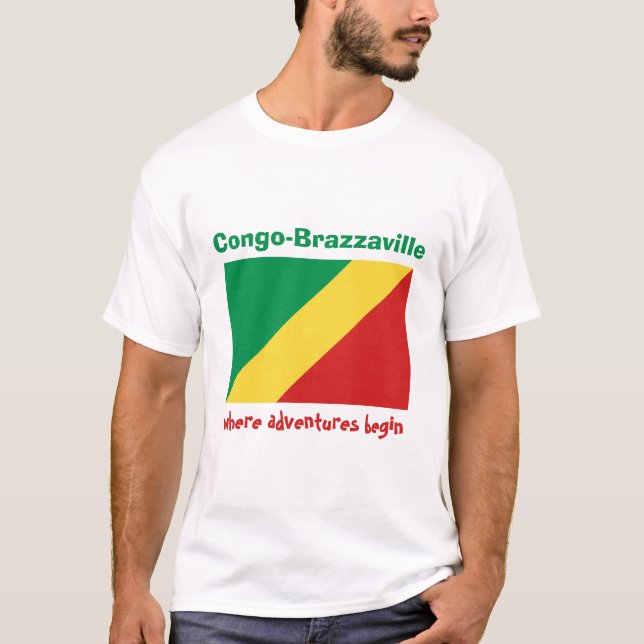 Bandeira de Congo-Brazzaville + Mapa + T-shirt do (Frente)